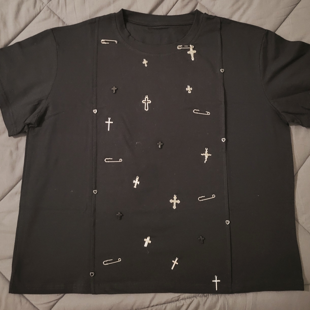 Black Graphic Women Shirt, Hademade